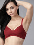 Maroon Medium-Coverage Cotton Bra for Women – Non-Padded | Non-Wired