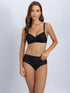 Zumlaa Black Medium-Coverage Lightly Padded Bra & Mid-Waist Brief Lingerie Set