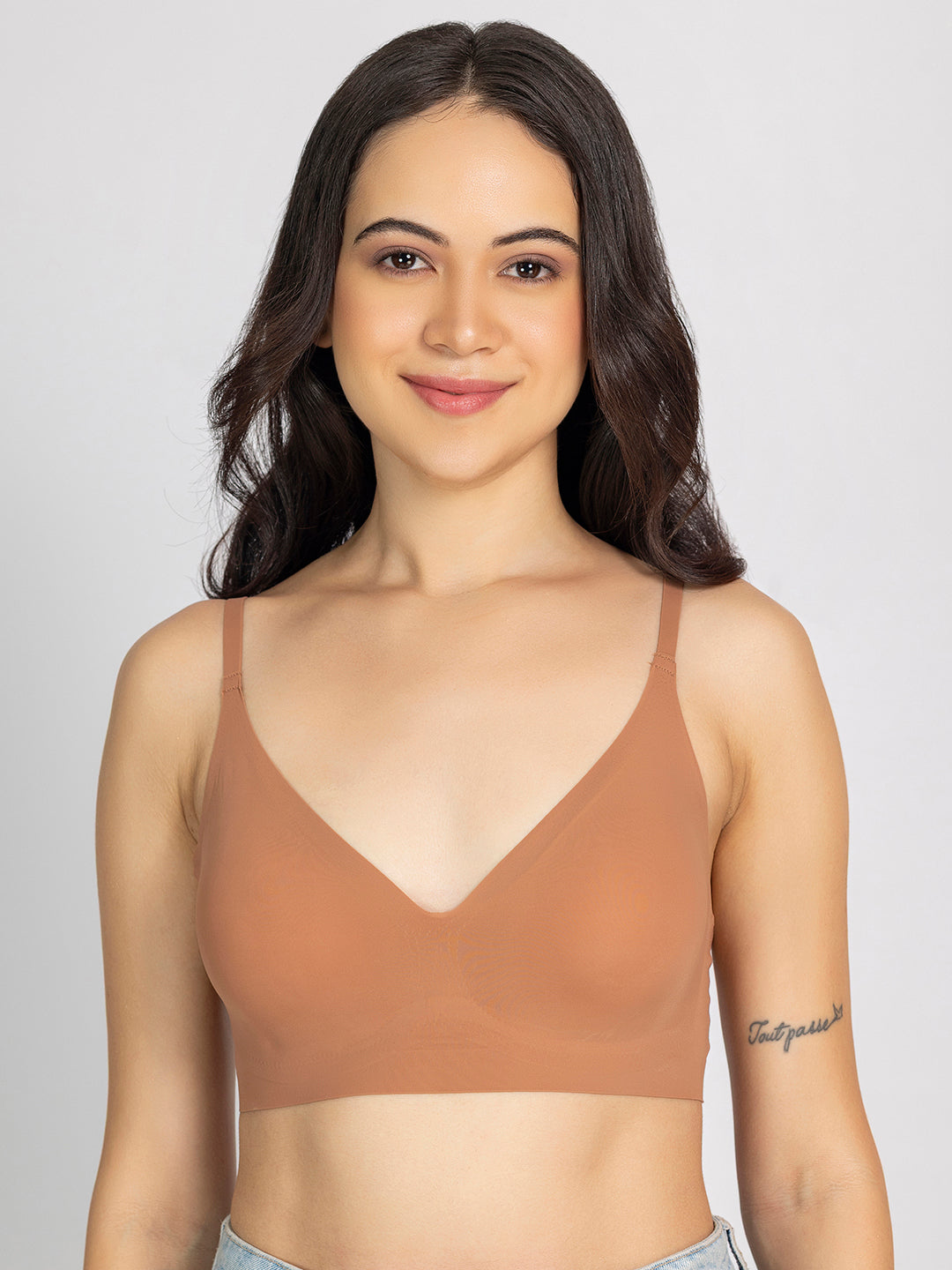 Chelvet Light Brown Seamless Padded Slip-on Bra