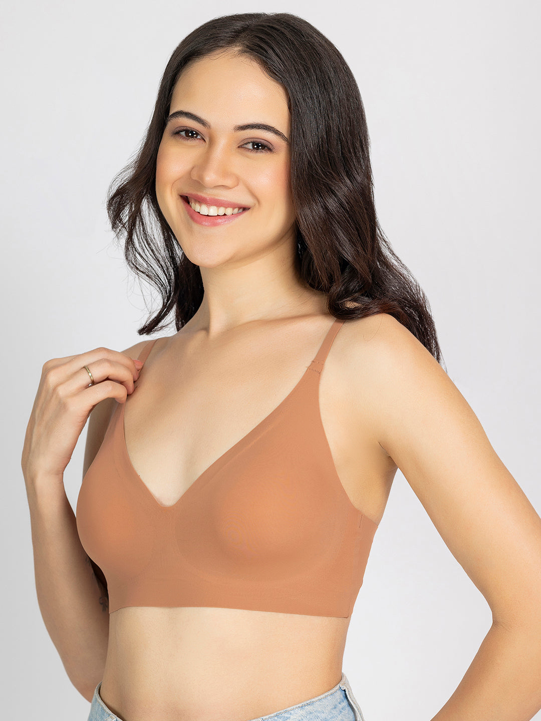 Chelvet Light Brown Seamless Padded Slip-on Bra
