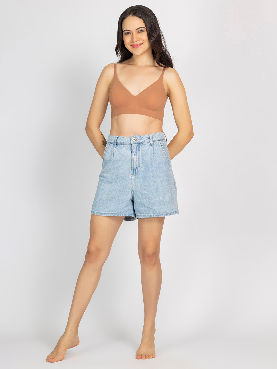 Chelvet Light Brown Seamless Padded Slip-on Bra