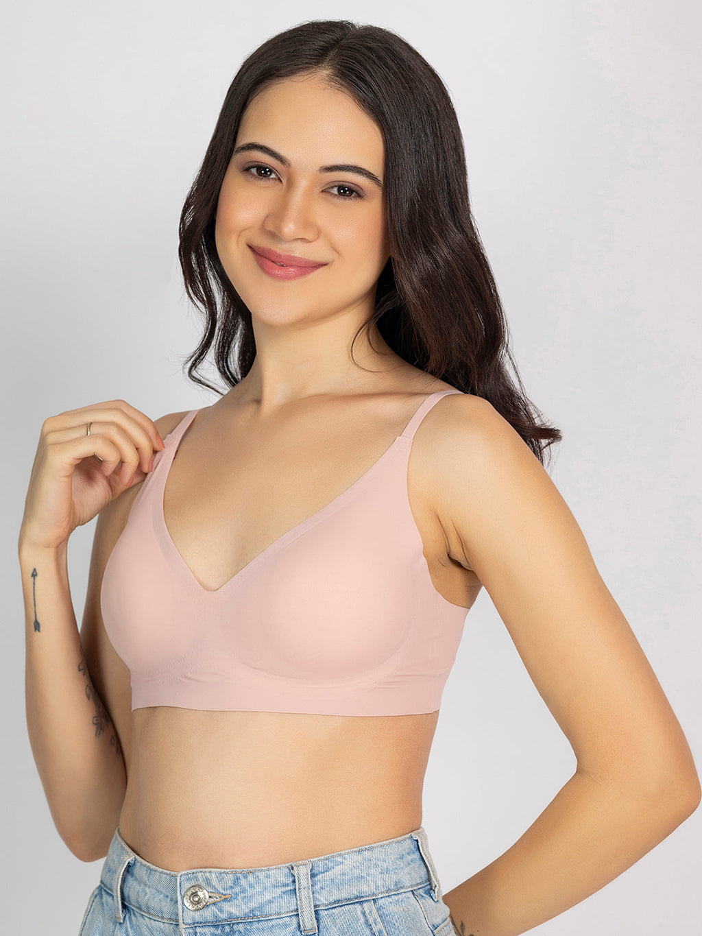 Chelvet Light Pink Seamless Padded Slip-on Bra