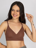 Chelvet Brown Seamless Padded Slip-on Bra