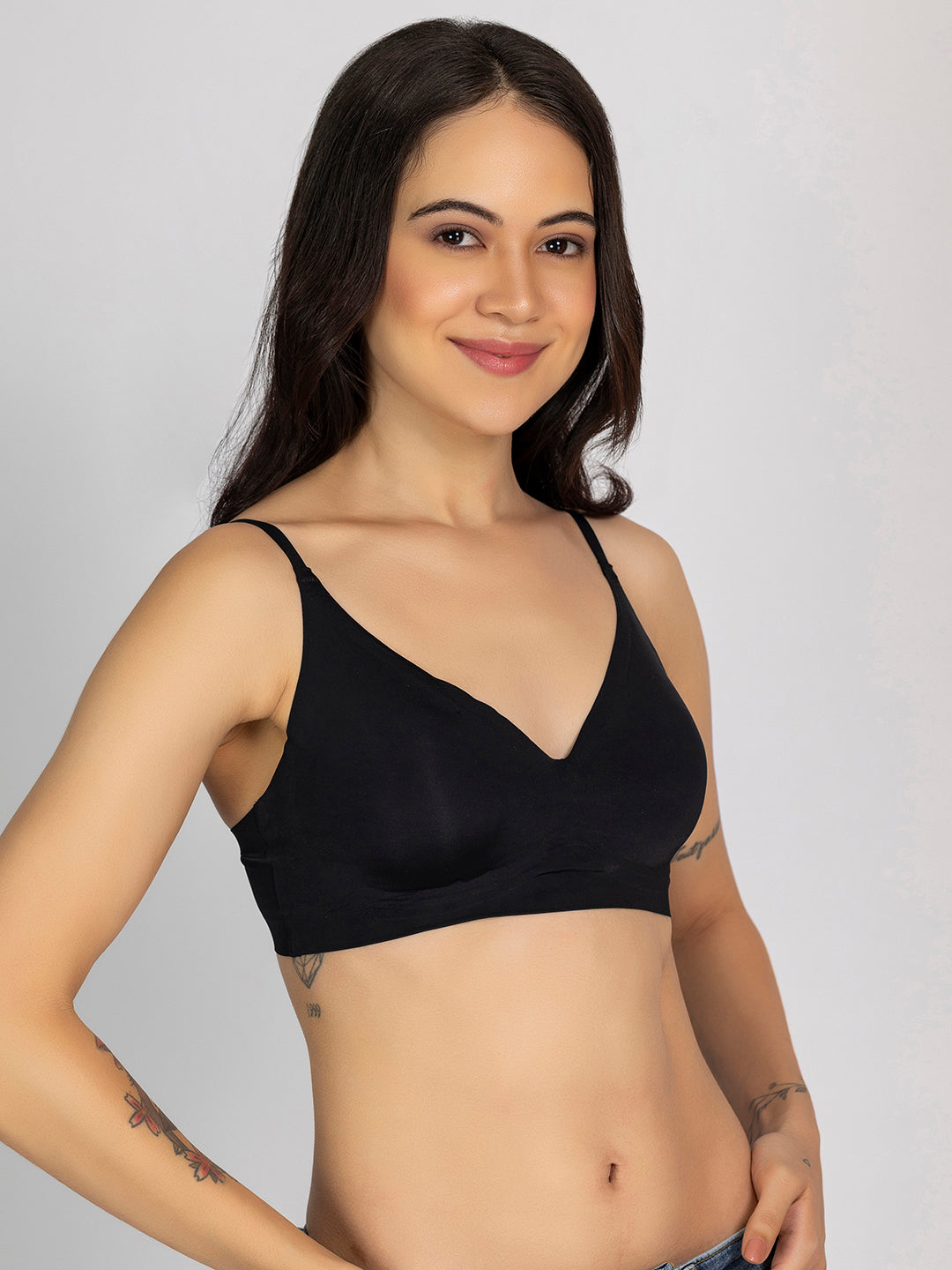 Chelvet Black Seamless Padded Slip-on Bra