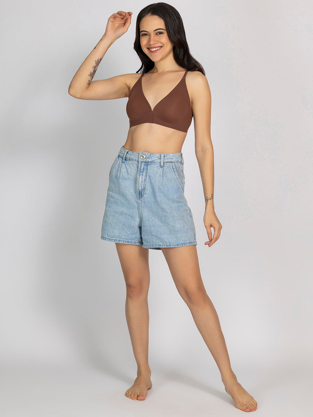 Chelvet Brown Seamless Padded Front-Closure Bra