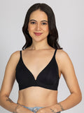 Chelvet Black Seamless Padded Front-Closure Bra