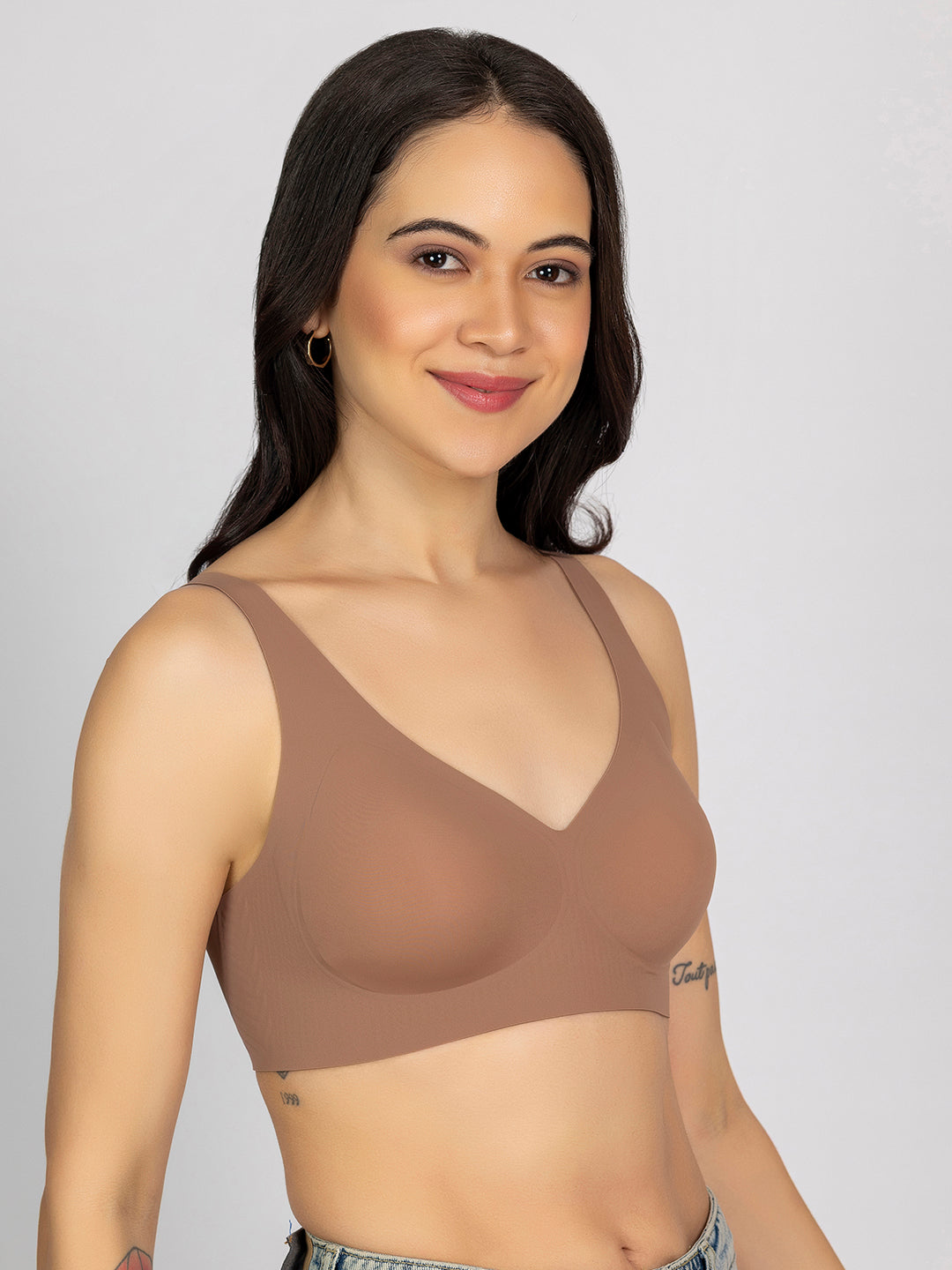 Chelvet Brown Seamless Padded Bra