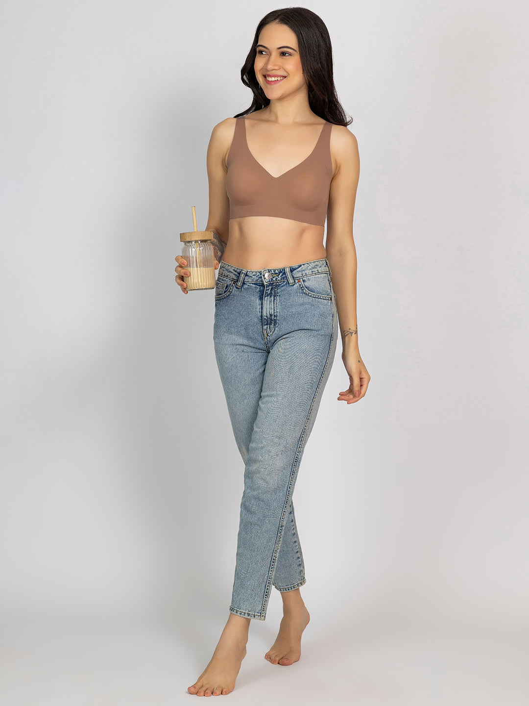 Chelvet Brown Seamless Padded Bra