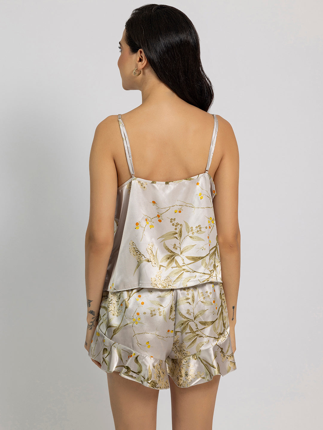 Grey Floral Satin Pack Of 5 -Robe Set Nightwear