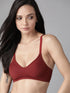 Maroon Medium-Coverage Cotton Bra for Women – Non-Padded | Non-Wired