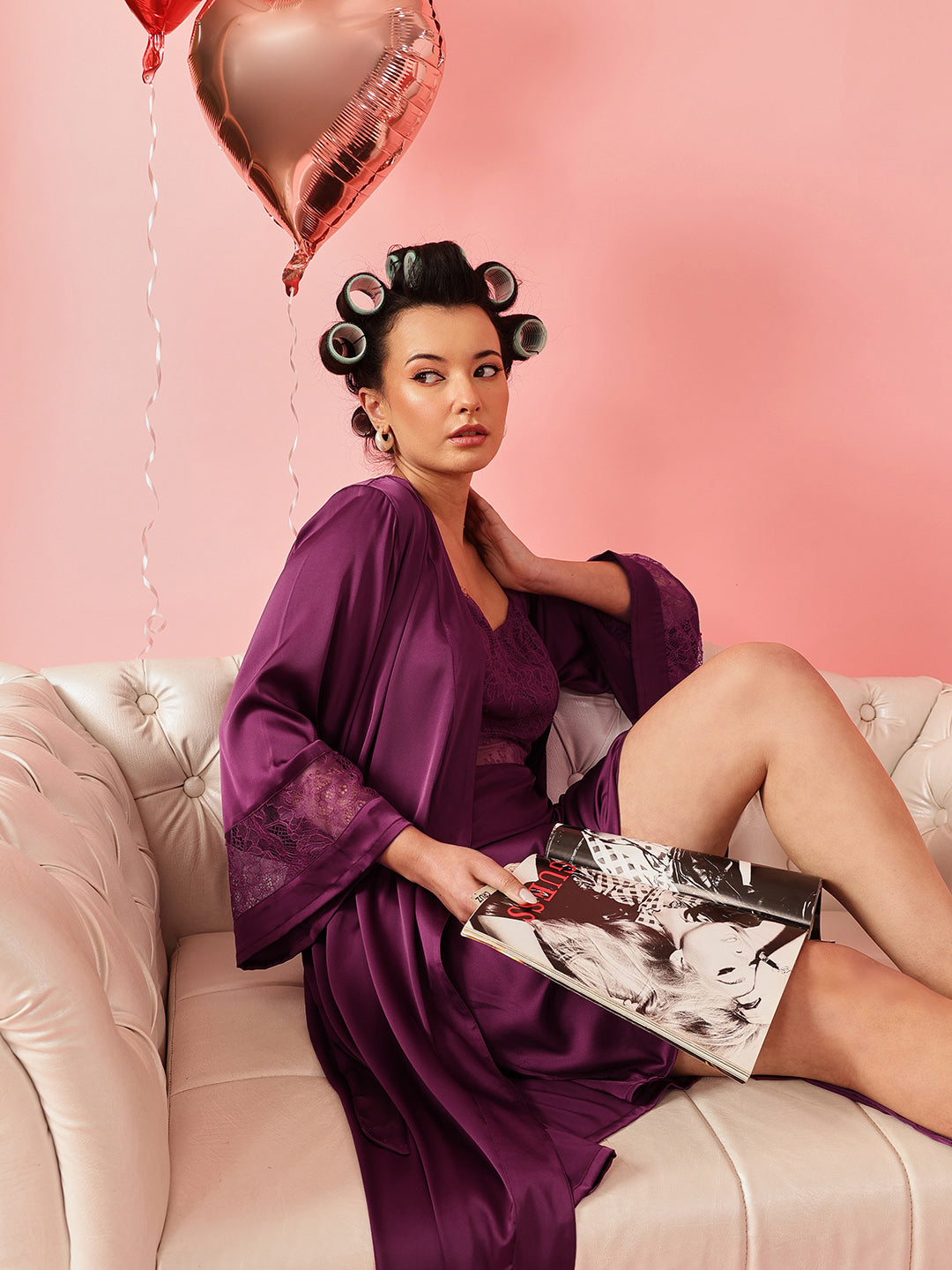 Satin Lace Midi Night Dress