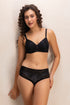 Black full coverage Lightly Padded Bra & Mid-Waist Brief Set