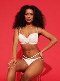 Demi Cup White Padded Underwired Bra & Brief Set