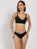 Chelvet Black Seamless  Lingerie Set