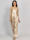 Champagne Satin Camisole & Pajama Set