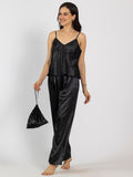 Women Pack of 5 Black Satin Nightwear Set