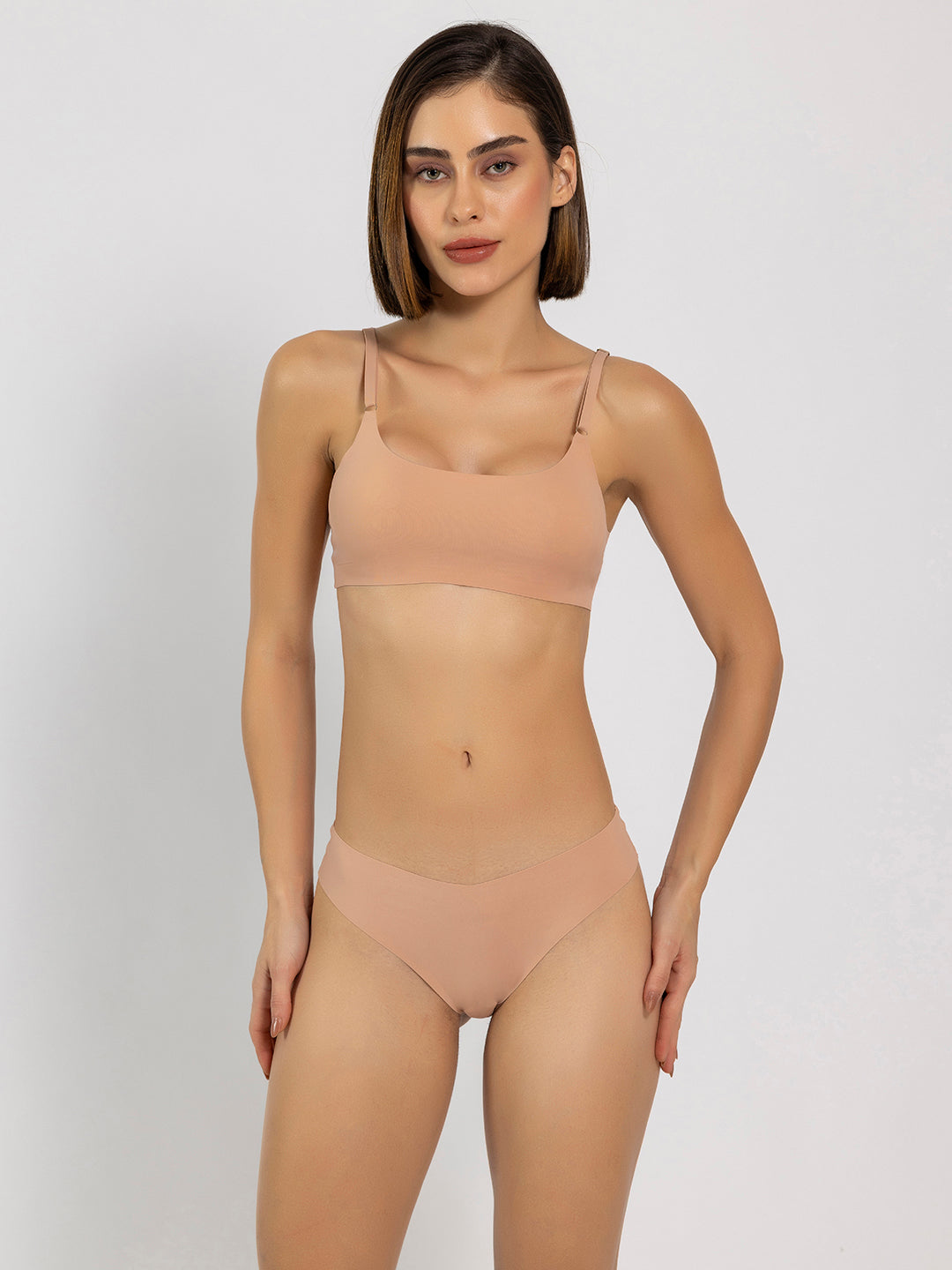 Light Brown Seamless Lingerie Set