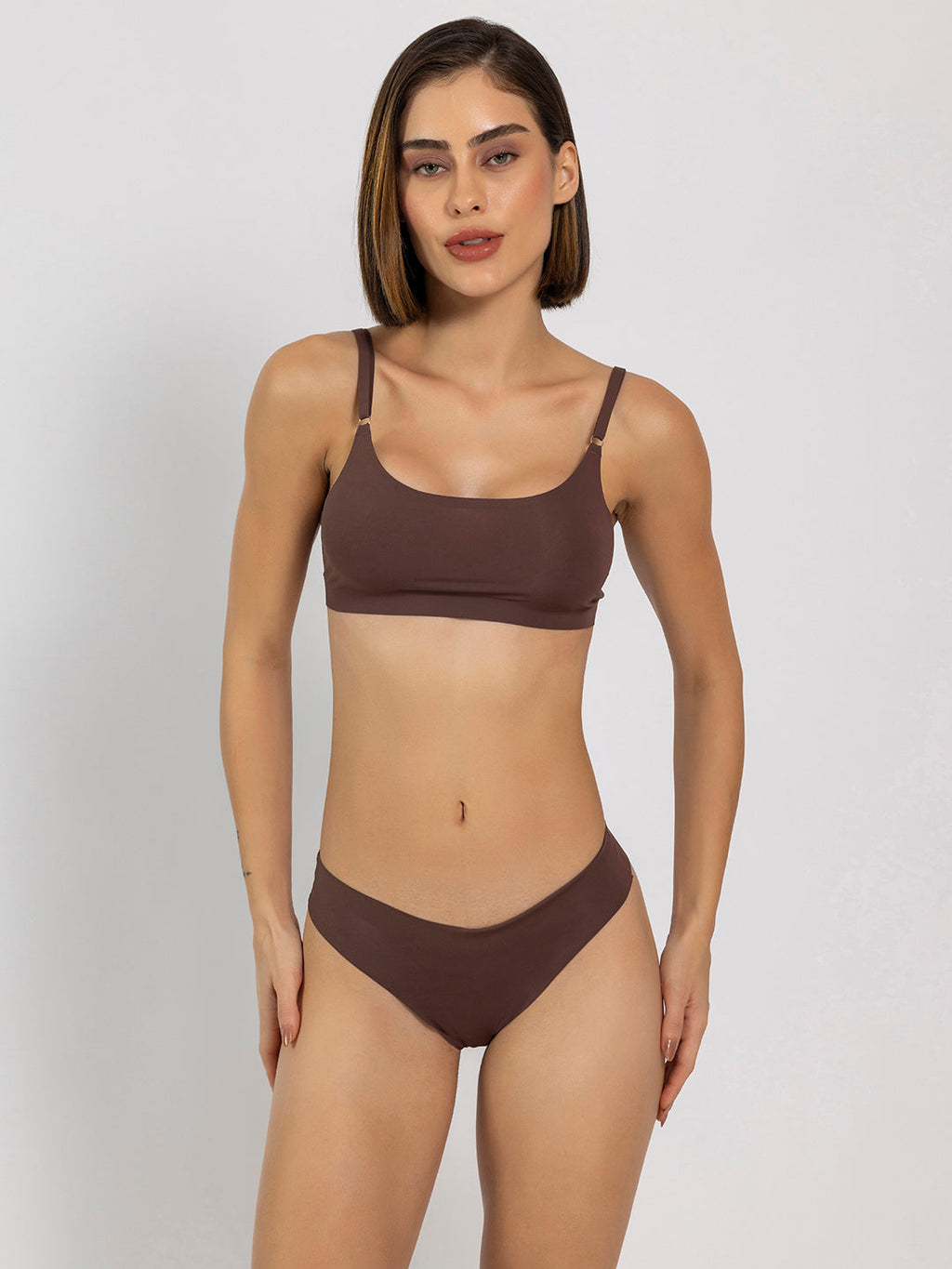 Brown Seamless Lingerie Set