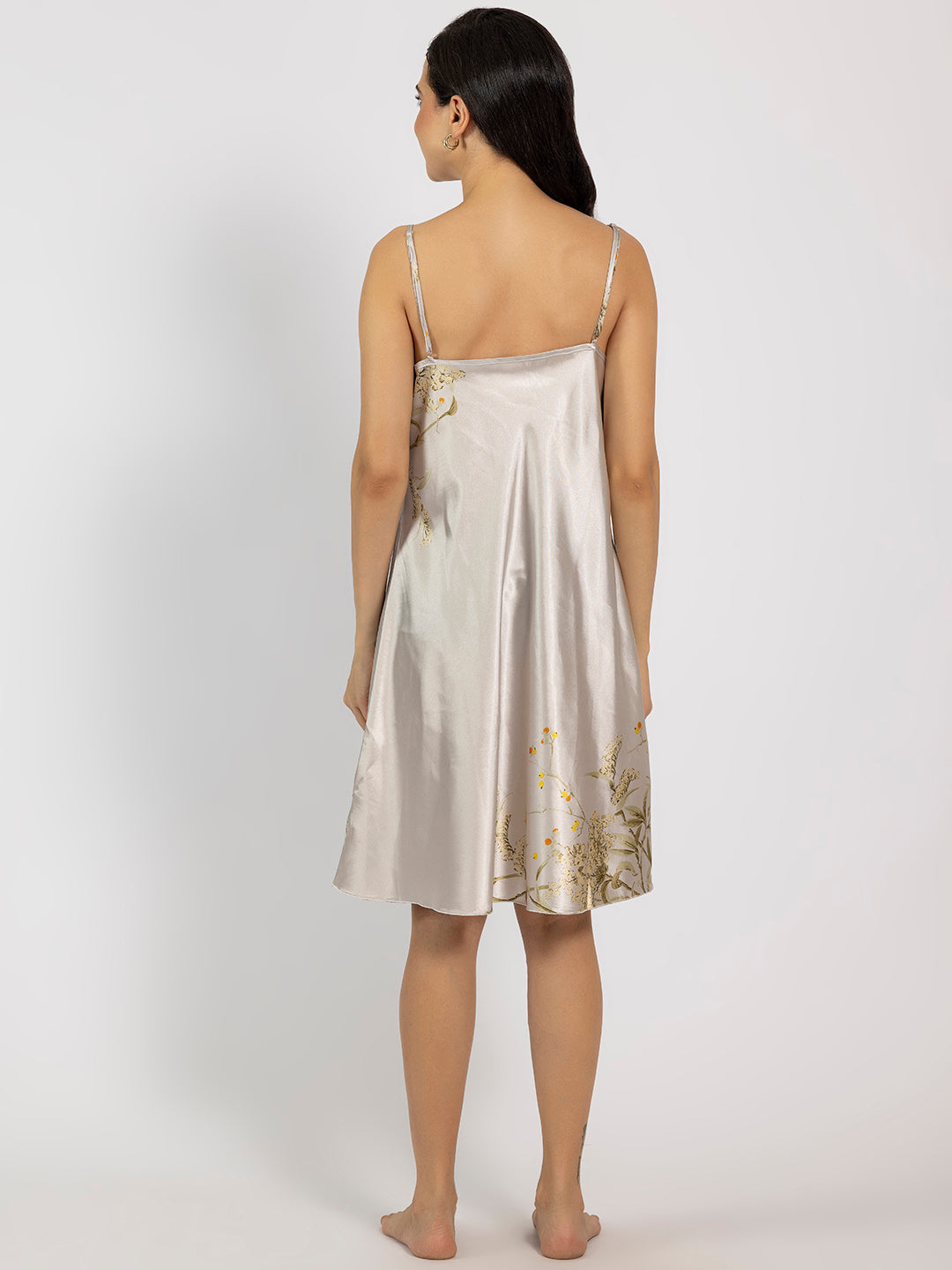 Grey Floral Satin Pack Of 5 -Robe Set Nightwear