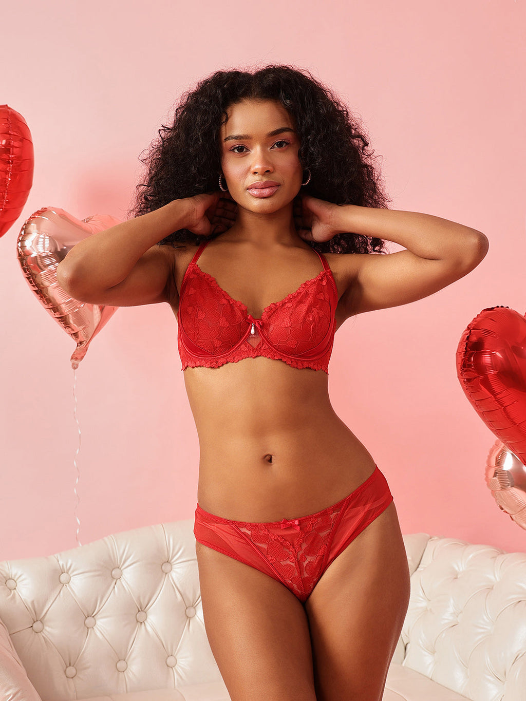 Non-Padded Underwired Lace Bra & Brief Set