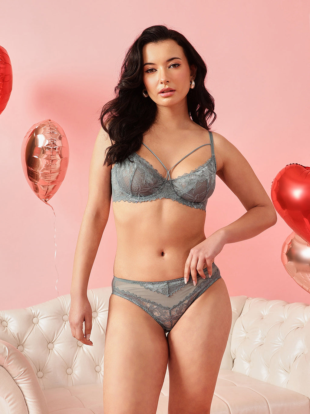 Non-Padded Underwired Lace Bra & Panty Set