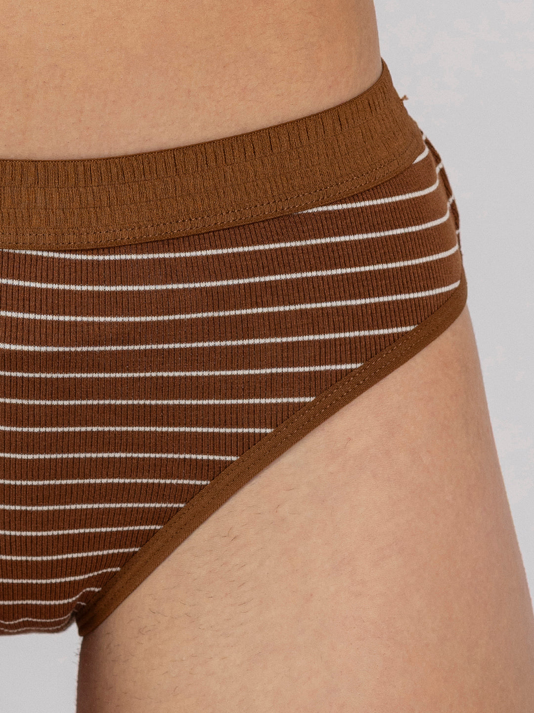 Chelvet Striped Mid-Rise Bikini & Bra Set