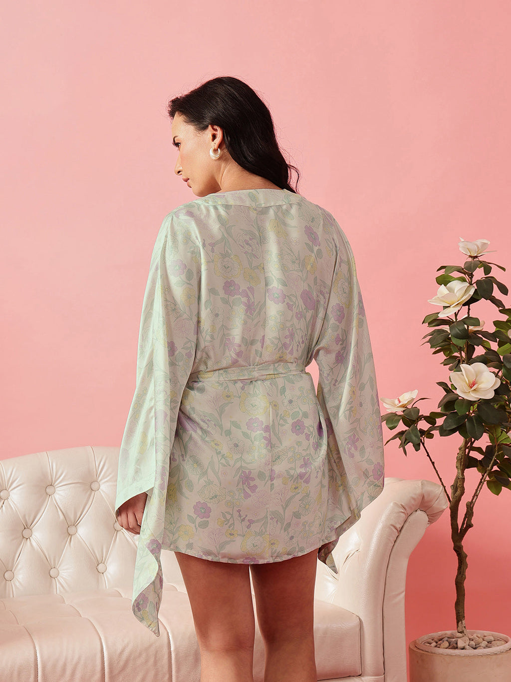 Floral Strappy Nightdress & Full Sleeve Robe Set