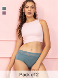 Pack of 2 Solid Mid-Rise Hipster Briefs for Women – 1 Sage Green & 1 Burgundy | Silky-Soft Modal, Antimicrobial & Breathable